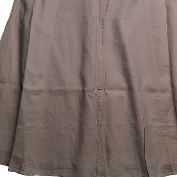 Christopher & Banks Neutral Tan Linen Blend Panel Flare Midi Skirt SZ 12 - Picture 2 of 11